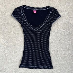 Angels Black Polka Dot Baby Tee - size Medium